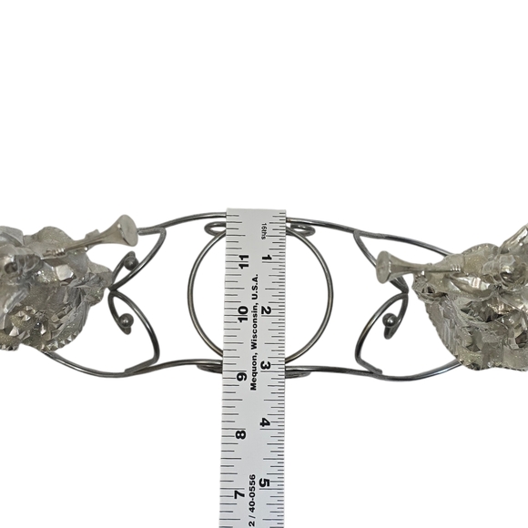 Vintage Angel Silver Tone Glitter Candle Holder Centerpiece Guardian Angel Horn - Picture 5 of 14